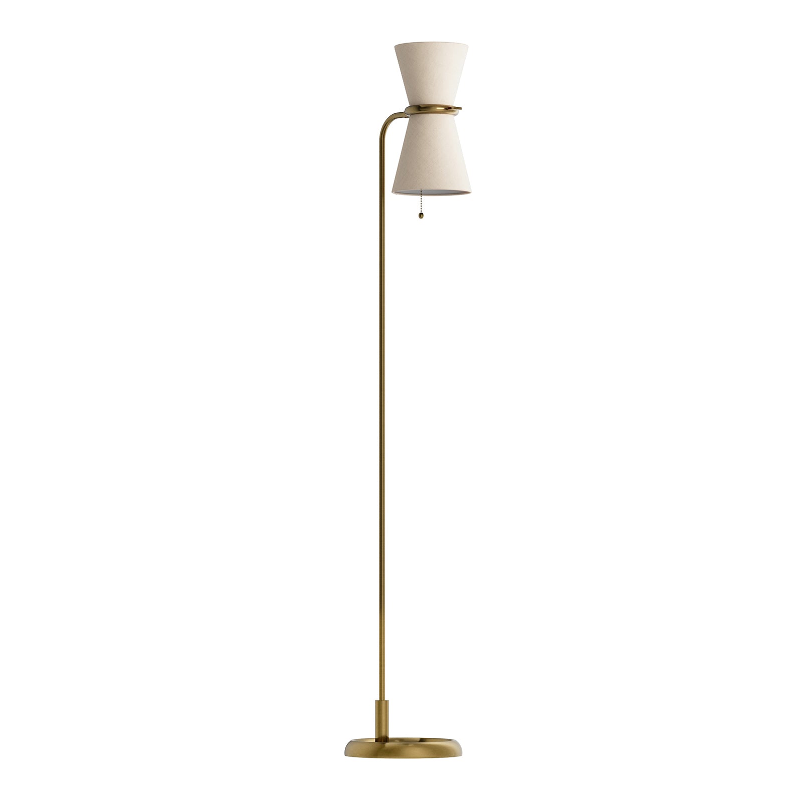 Gable Floor Lamp (Antique Natural Brass with Oyster Shade)