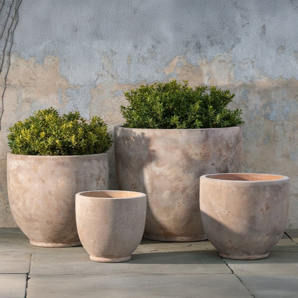 Causago Round Planters in Antico Terra Cotta—Set of 4