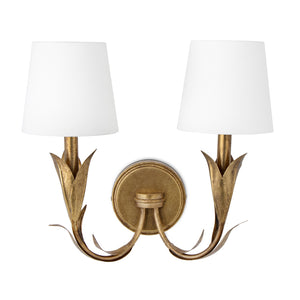 River Reed Sconce Double (Antique Gold Leaf)