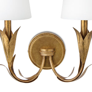 River Reed Sconce Double (Antique Gold Leaf)