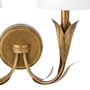 River Reed Sconce Double (Antique Gold Leaf)
