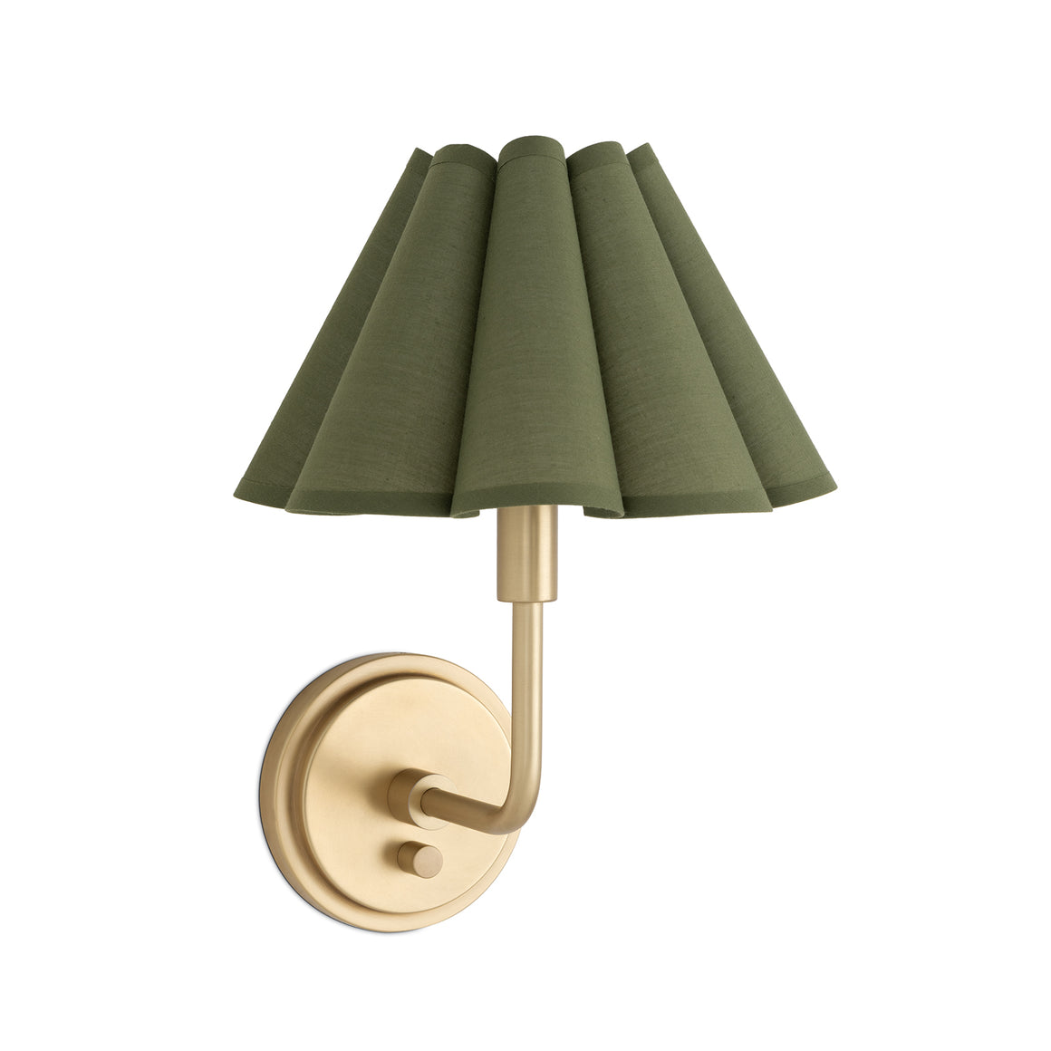 Polly Sconce Single (Natural Brass with Olive Scalloped Shade)