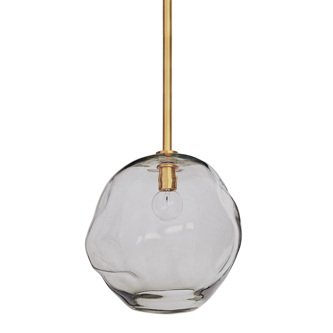 Regina Andrew Large Molten Smoke Glass Pendant – Natural Brass