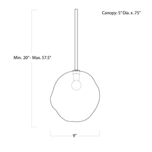Molten Pendant Large With Smoke Glass (Natural Brass)