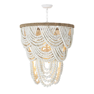 Lorelei Wood Bead Chandelier (White)