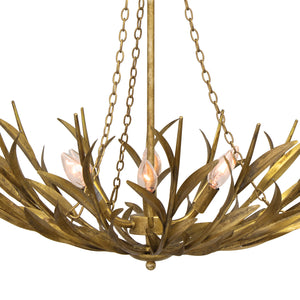 River Reed Basin Chandelier (Antique Gold Leaf)