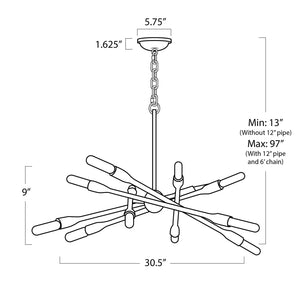 Cobra Chandelier Small (Natural Brass)