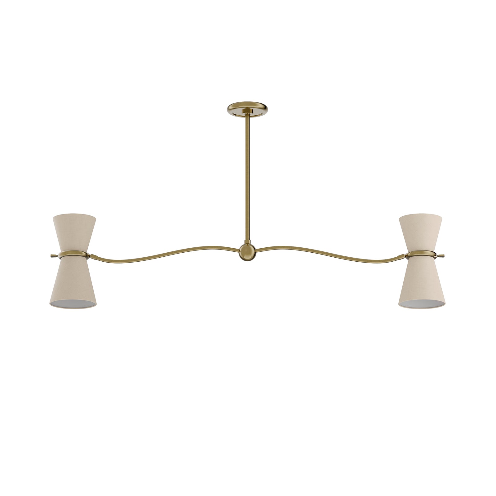 Gable Linear Chandelier (Antique Natural Brass with Oyster Shade)