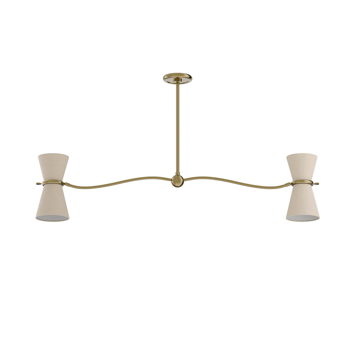 Gable Linear Chandelier (Antique Natural Brass with Oyster Shade)