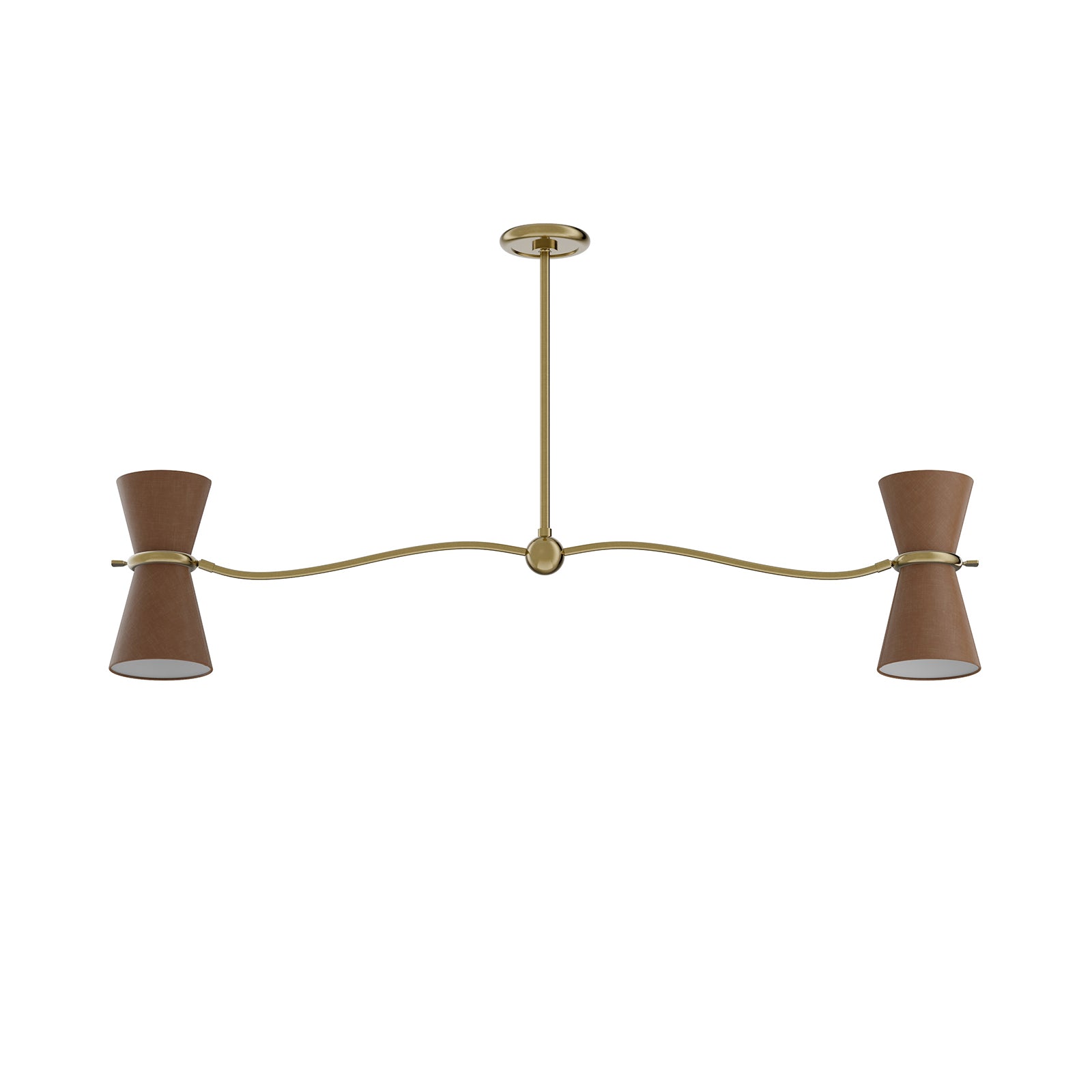 Gable Linear Chandelier (Antique Natural Brass with Russet Shade)