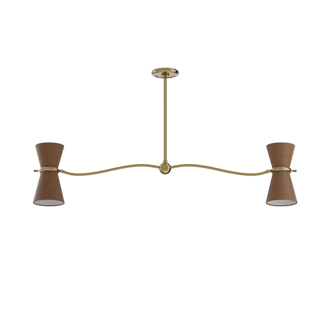 Gable Linear Chandelier (Antique Natural Brass with Russet Shade)