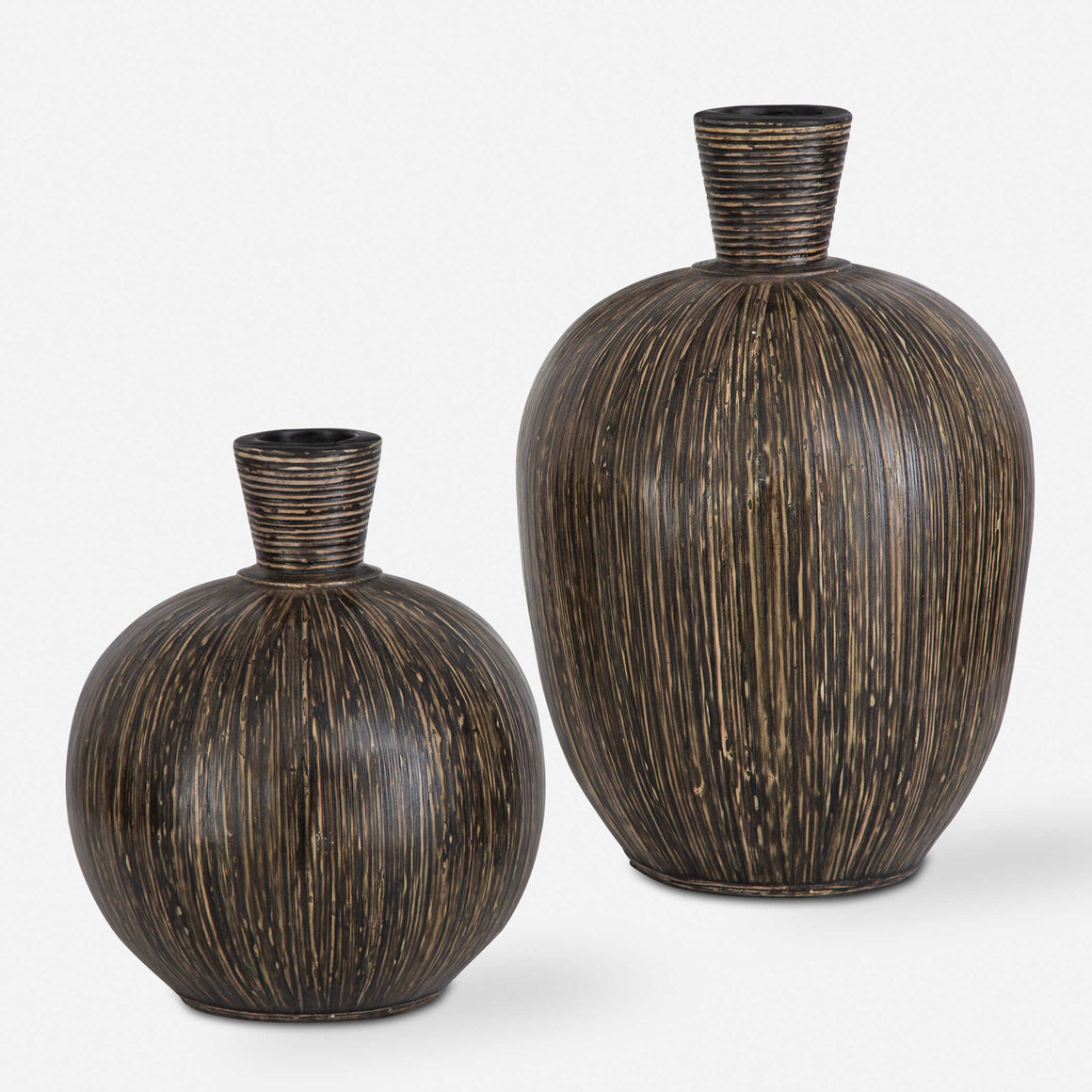 Uttermost Islander Black Vases S/2