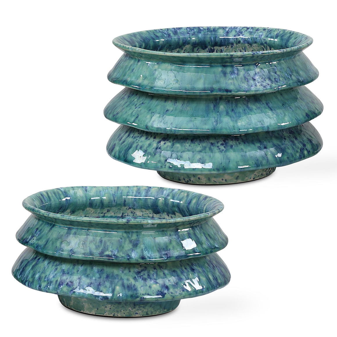 Uttermost ZigZag Blue Green Bowls Set/2