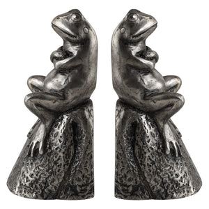 Uttermost Daydreaming Frogs Aged Silver Bookends, S/2
