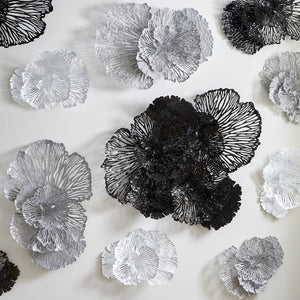 Flower Wall Art, Small, Gray, Metal