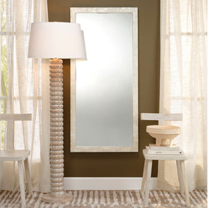 Abacus Mango Wood 1-Light Floor Lamp with Polyester Linen Shade