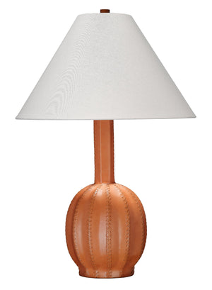 Cole Leather Table Lamp with Linen Shade, Tan