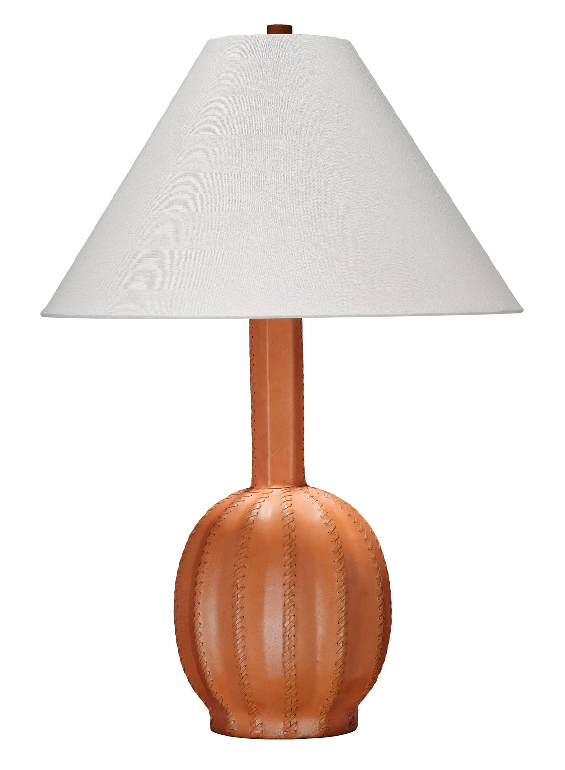 Cole Leather Table Lamp with Linen Shade, Tan