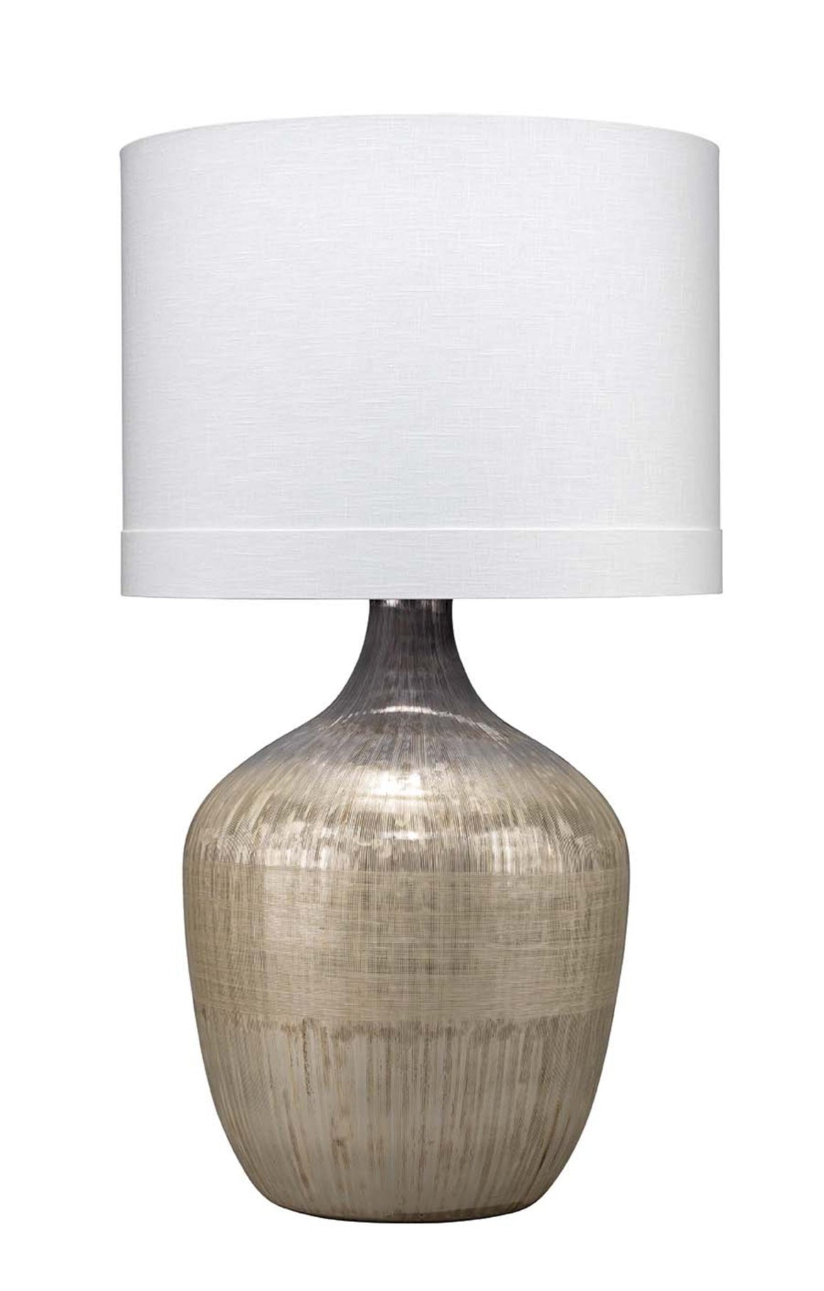 Damsle Glass Table Lamp with Linen Shade, Silver