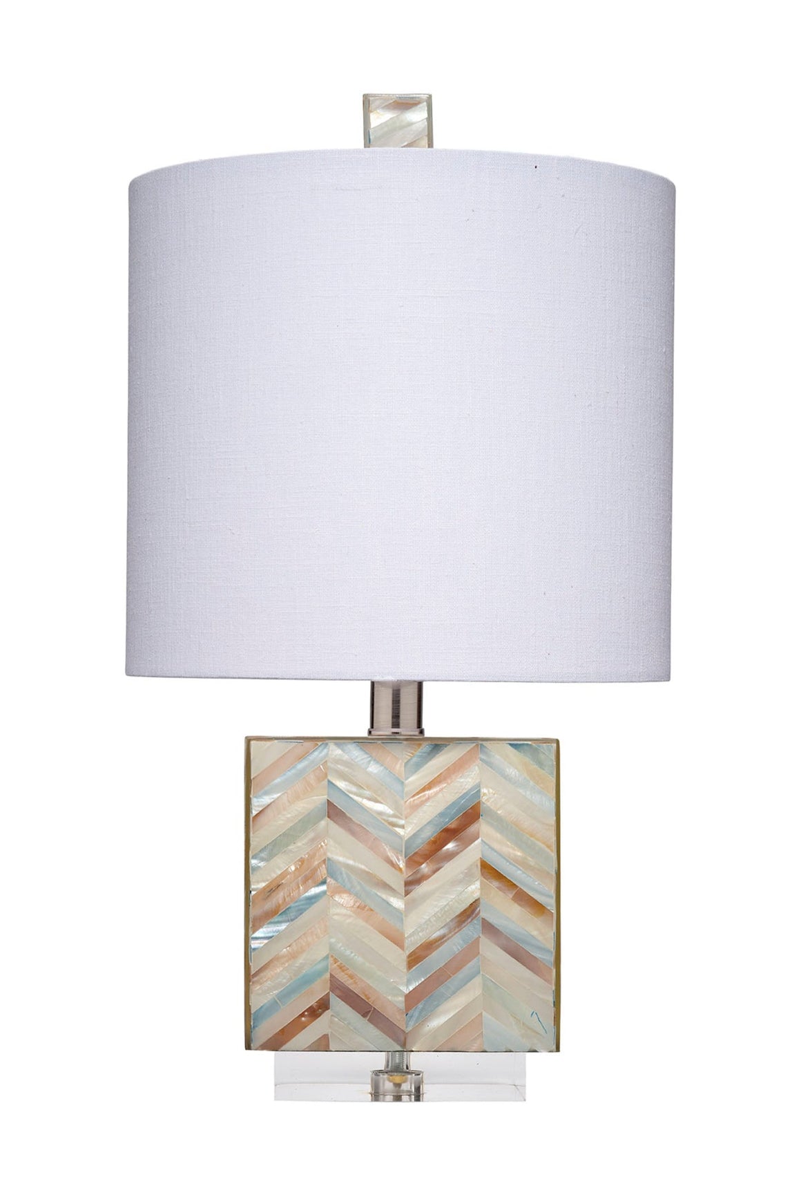 Garbo Mother of Pearl Table Lamp with Linen Shade, Blue