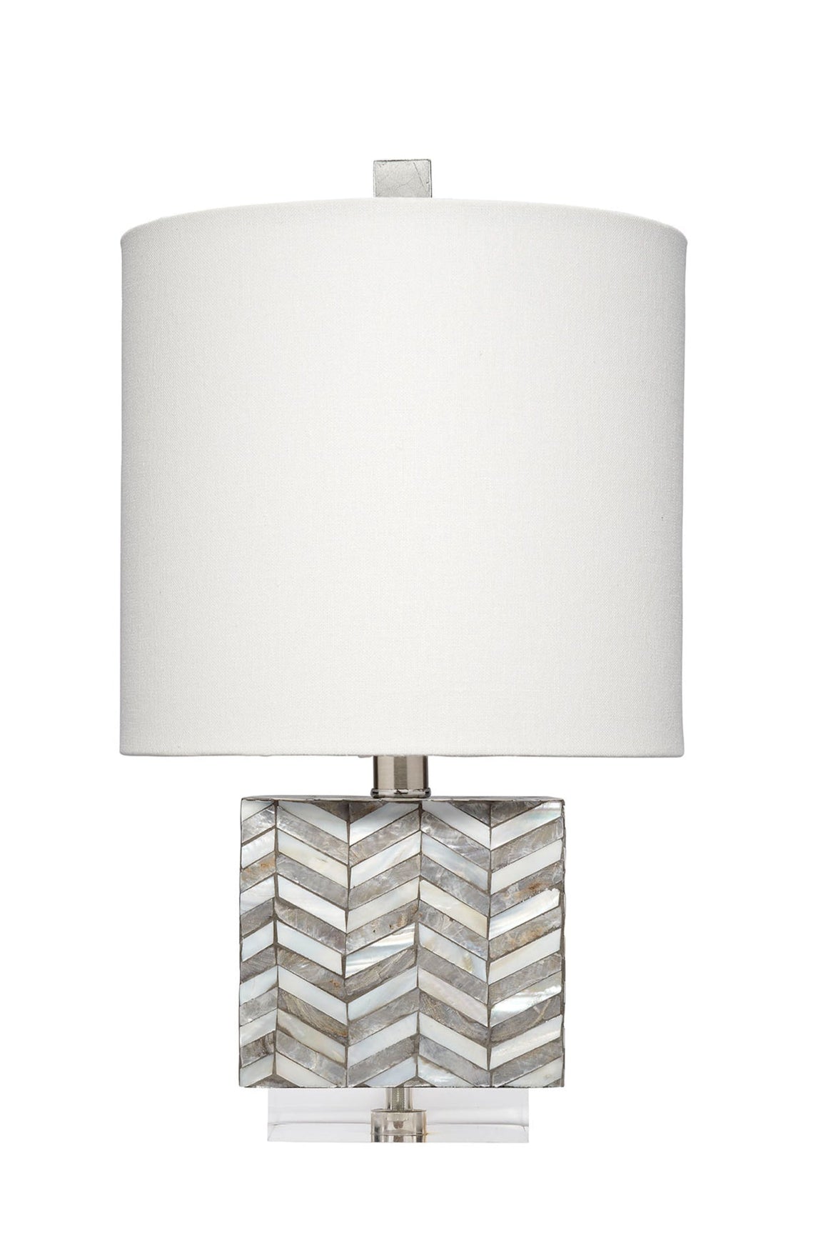 Garbo Mother of Pearl Table Lamp with Linen Shade, Grey