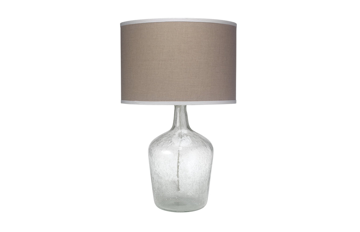Plum Jar Glass Table Lamp with Linen Shade, Clear