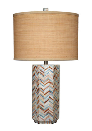 Lucille Mother of Pearl Table Lamp with Raffia Shade