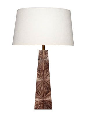 Palm Marquetry Table Lamp with Linen Shade