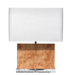 Parallel Burl Wood Table Lamp with Linen Shade