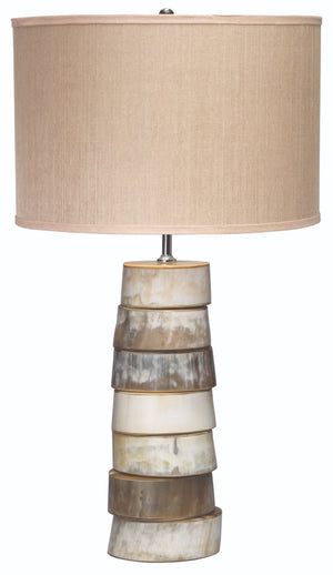Stacked Horn Table Lamp with Elephant Drum Shade