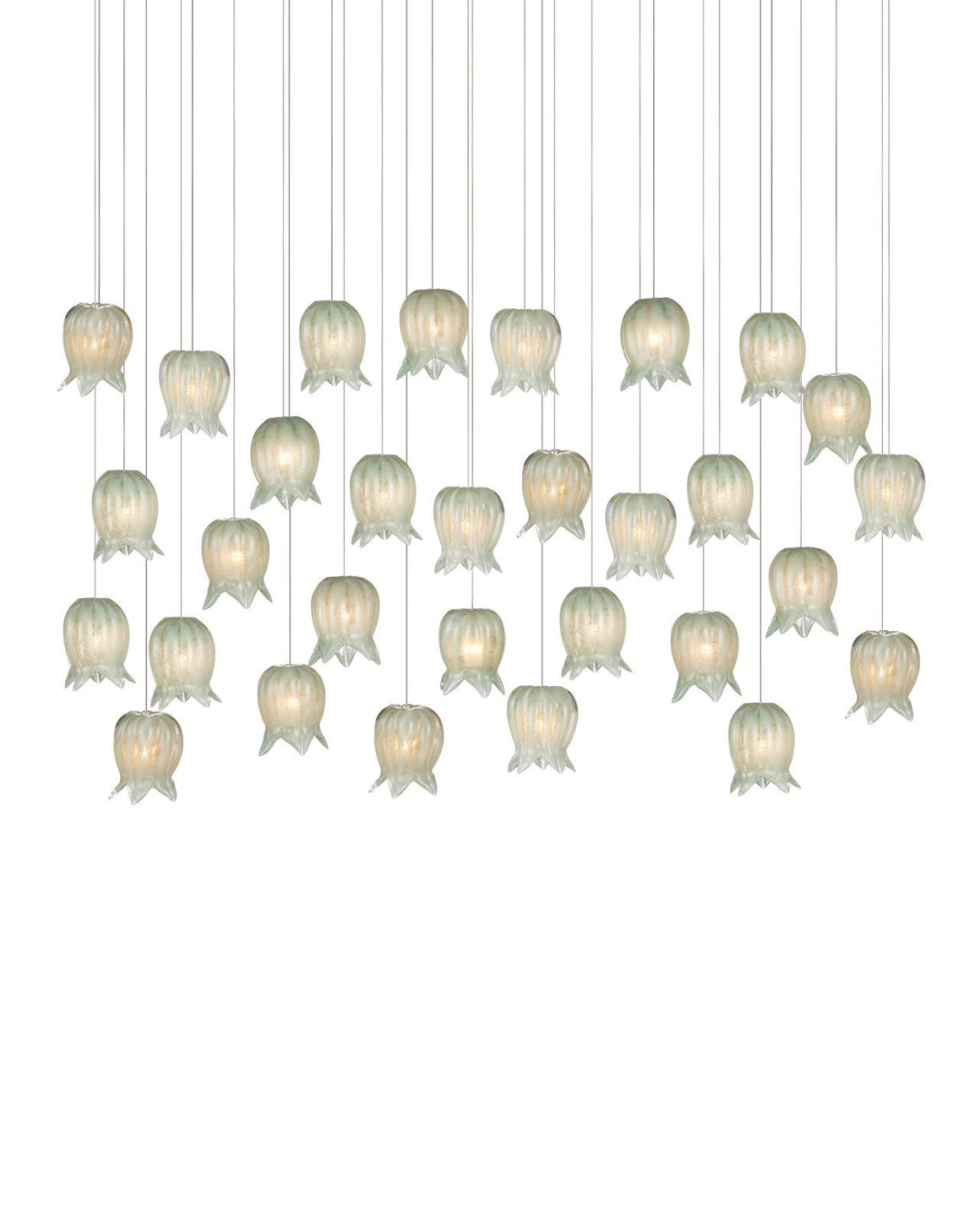 Polpo Green 30-Light Linear Multi-Drop Pendant