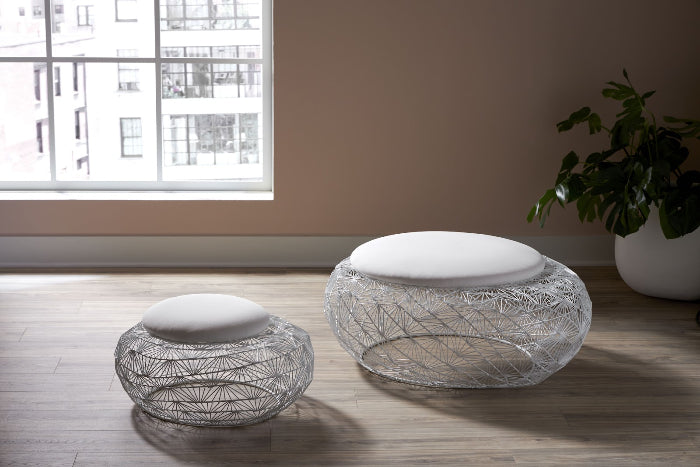 Hi Stone Stools Wire Mesh Stone Stool with Cushion, LG - Scenario Home