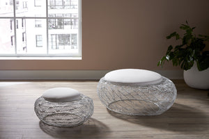 Wire Mesh Stone Stool with Cushion, LG