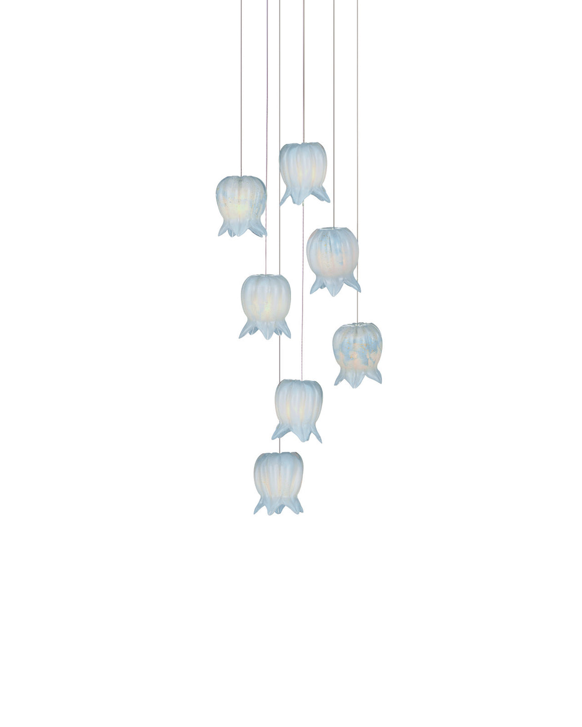 Polpo Blue 7-Light Round Multi-Drop Pendant