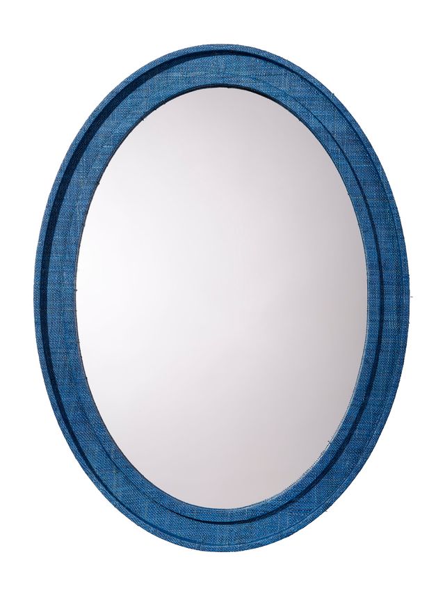 Valley Raffia Oval Wall Mirror, Indigo