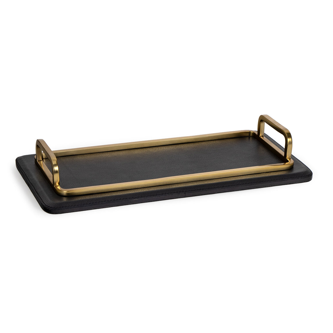Greyson Leather Rectangle Tray Small (Natural Brass)