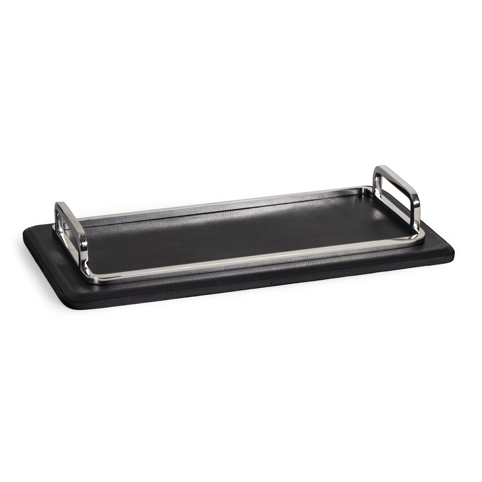 Greyson Leather Rectangle Tray Small (Polished Nickel)
