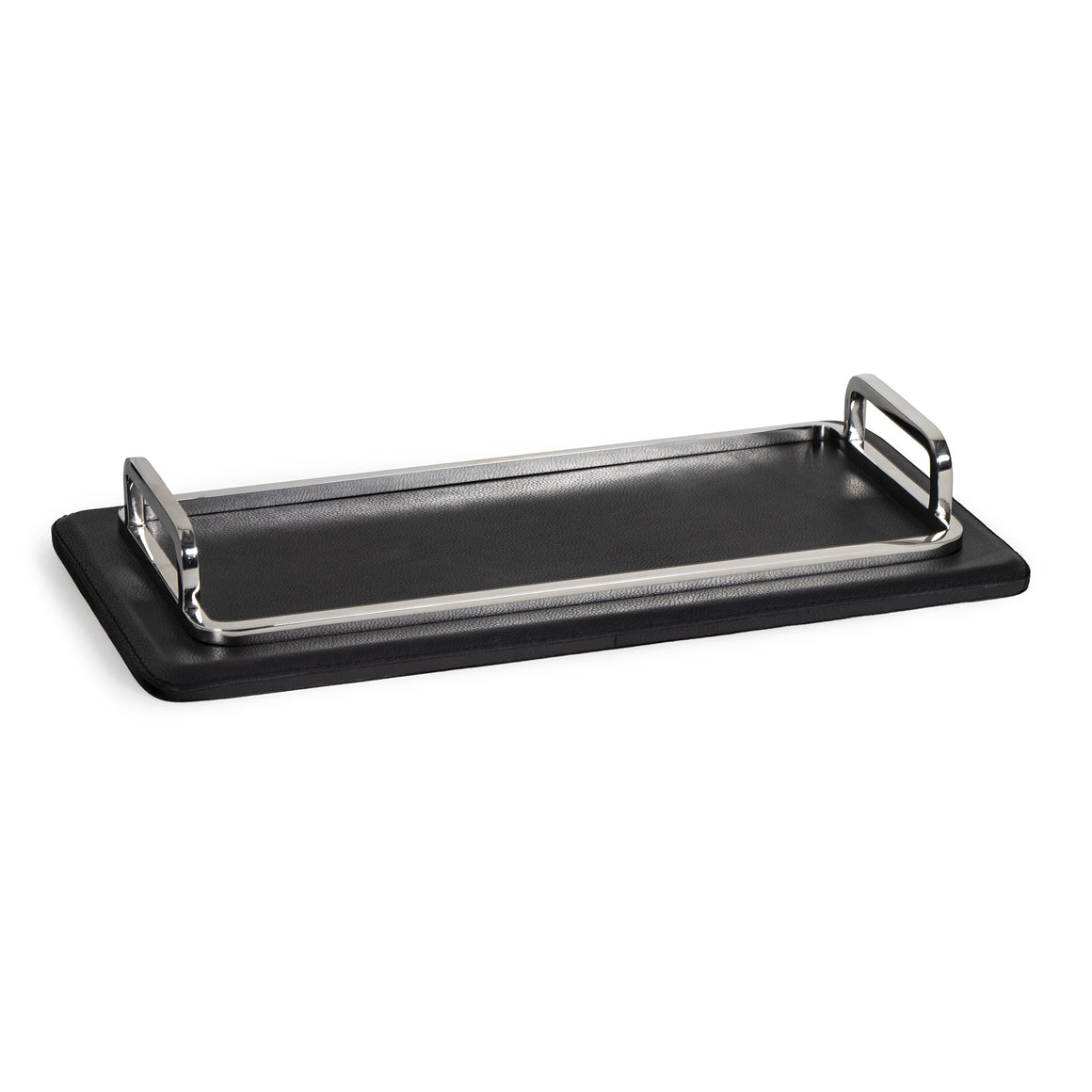 Greyson Leather Rectangle Tray Small (Polished Nickel)
