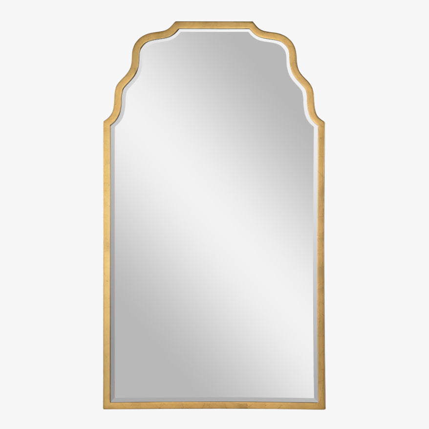 Distressed Wavy Queen Anne Gold Leaf Iron Mirror