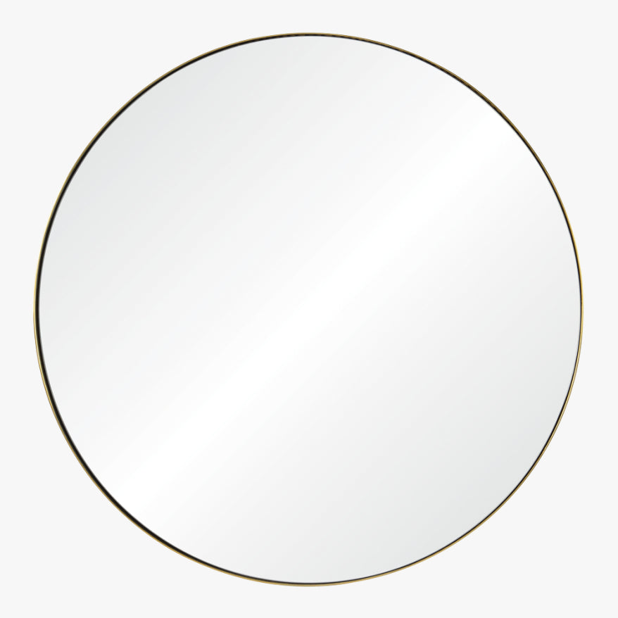 Large Round Brushed Brass Mirror