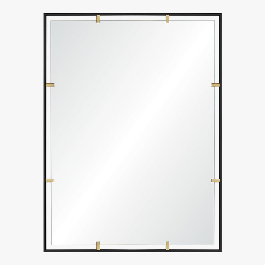 Matte Black & Brass 6 Tab Mirror
