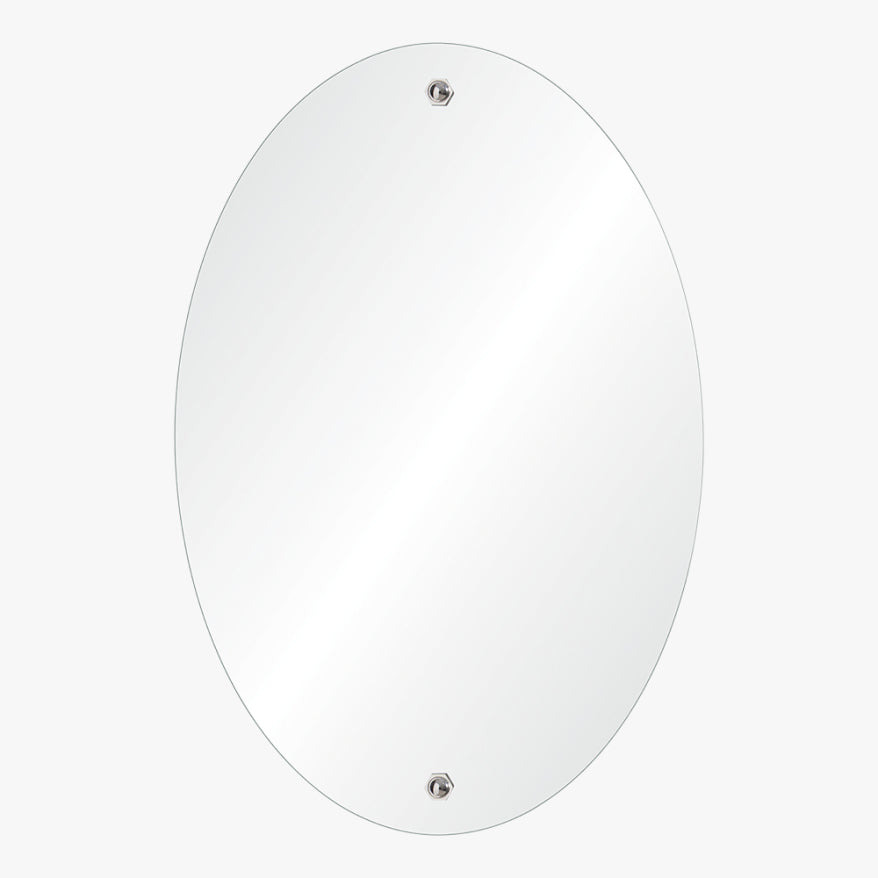 Polished Stainless Steel Standoff Oval Mirror