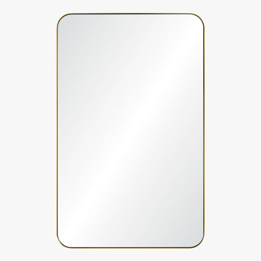 Brushed Brass Rounded Corder Rectangular Mirror