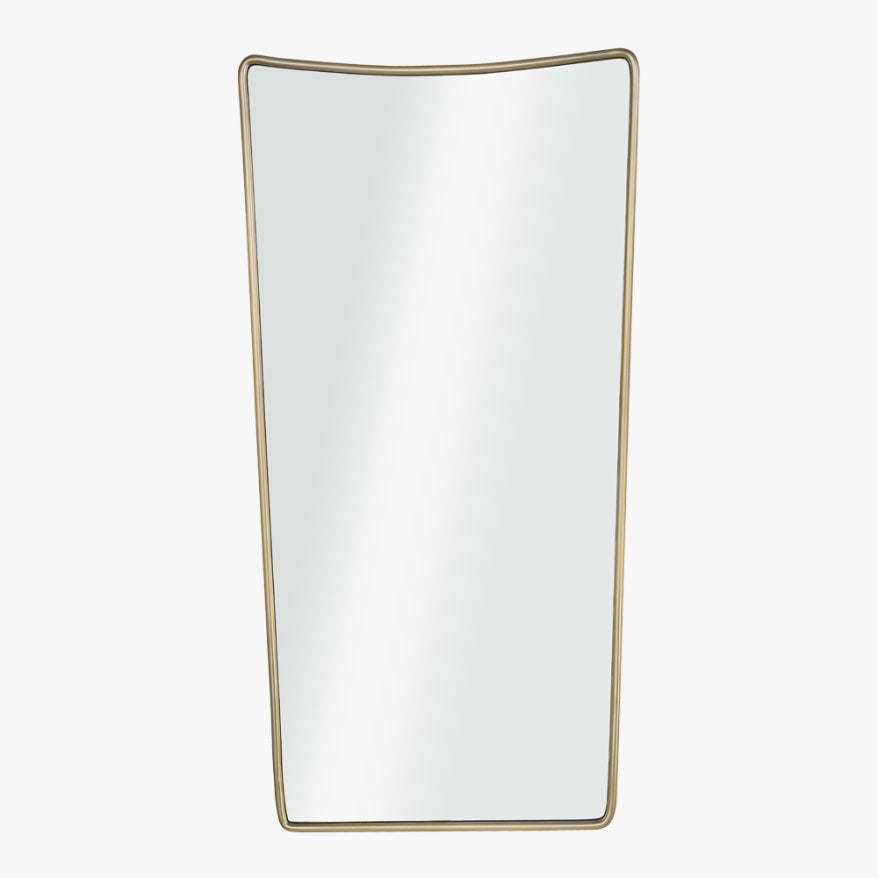 Tall Lacquered Antiqued Brass Mirror