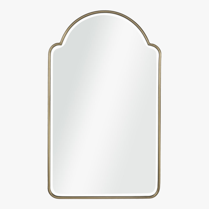 Arched Lacquered Antiqued Brass Mirror