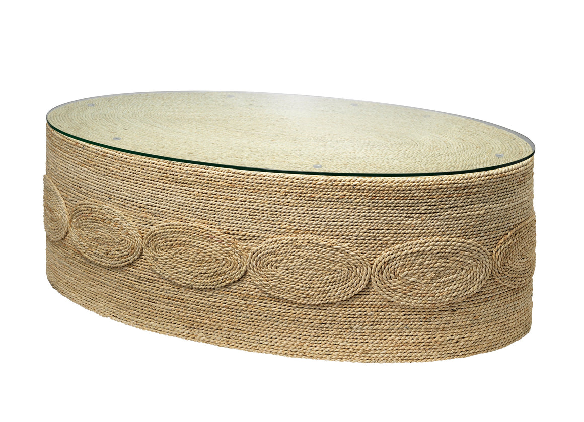 Barbados Oval Corn-Straw Coffee Table