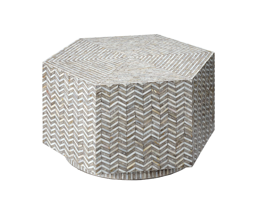 Brando Mother of Pearl Hexagon Coffee Table