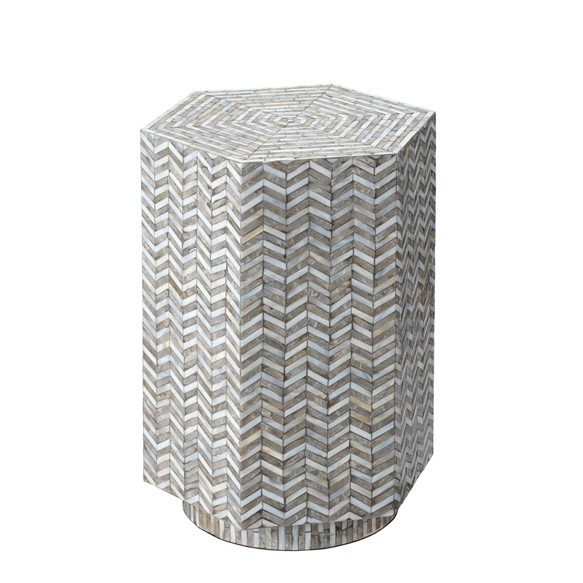 Brando Mother of Pearl Textured Hexagon Side Table