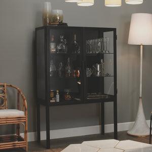 Chauncey Wide Curio Bar Iron Cabinet