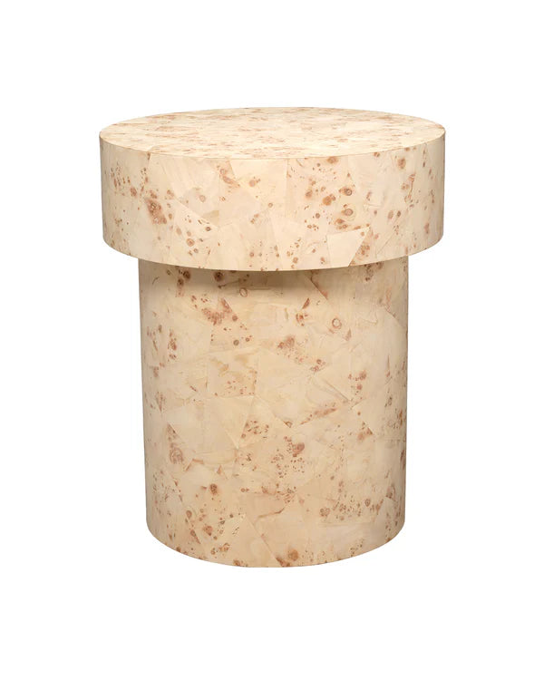 Configuration Side Table, Bleached Burl Wood